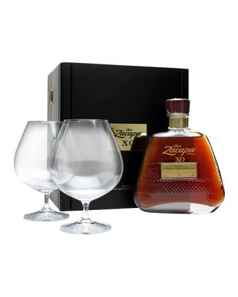 Ron Zacapa Centenario XO Rum Wooden Box w Glasses